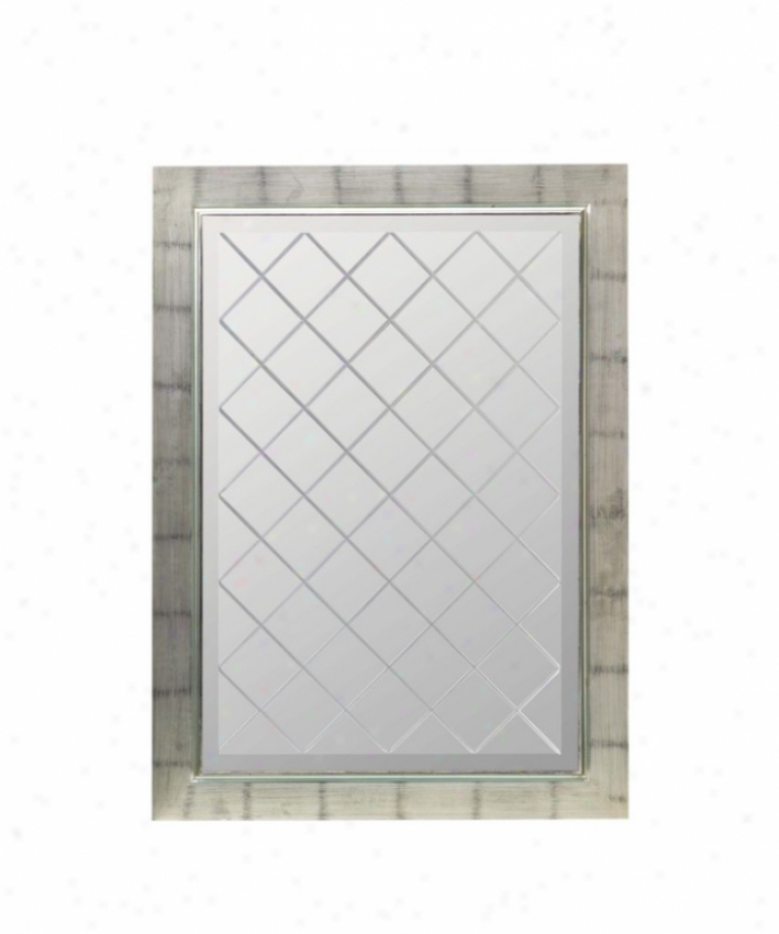 Wall Mirror With Criss-cross Design In Tarnished Silver Finish