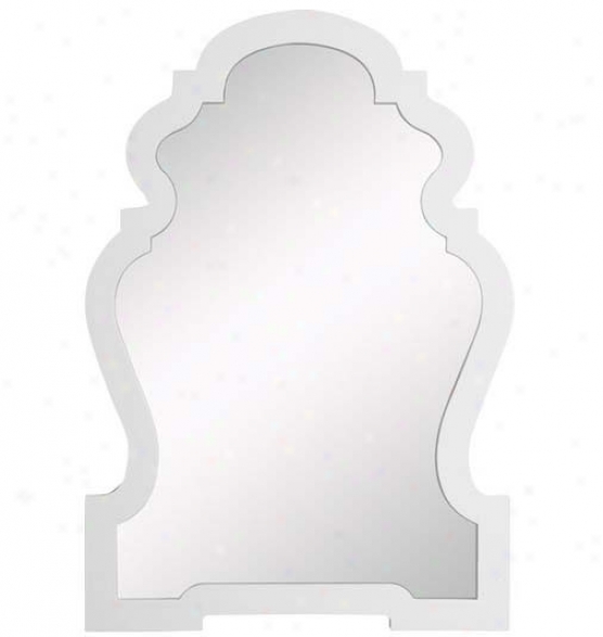 Wall Mirror With Curve Design Frame In Glossy White Finish