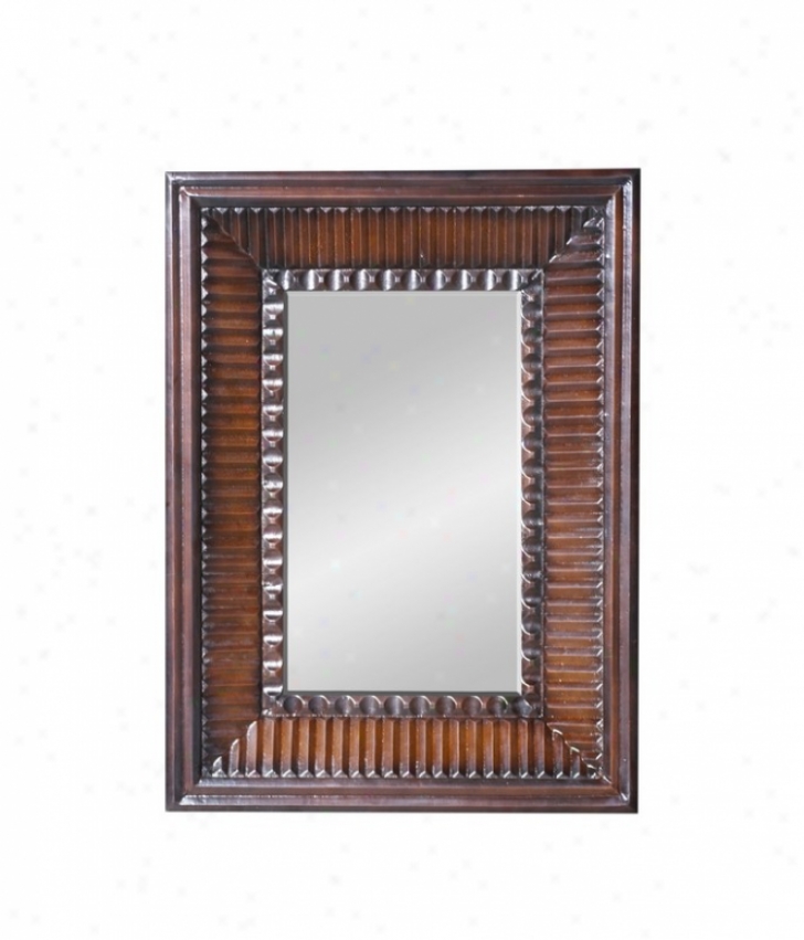 Wall Mirror With Embosses Frame In Distressed Chestnut