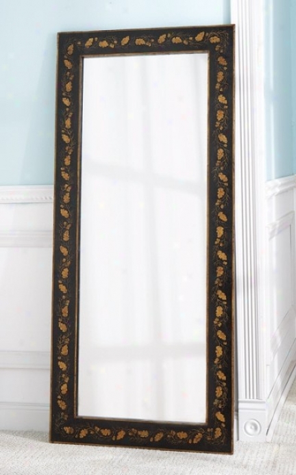 Wall Mirror With Floral And Tole Design In Black And Gold Finish