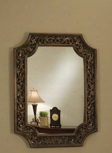 Wakl Mirror With Floral Carving Frame In Bornze Finish