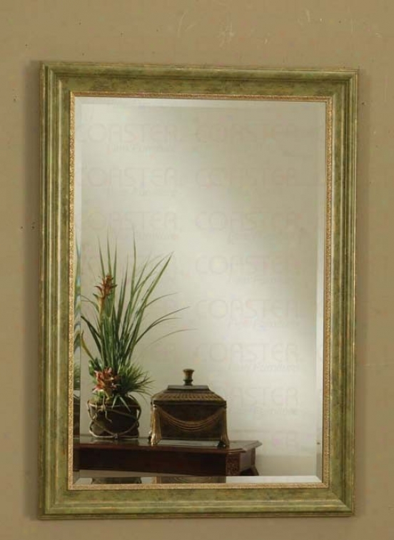 Wall Mirror With Green And Gold Frame