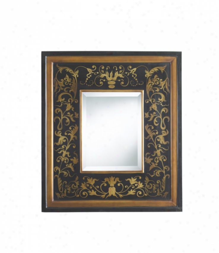 Wall Mirror With Hand Painteed Detailing In Black Finnish