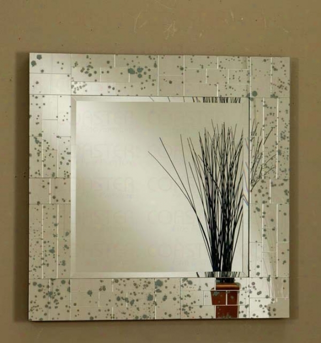 Wall Mirror With Mosaic Design Frame In Silver Finish