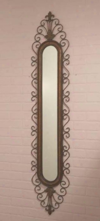 Wall Mirror With Scroll Border In Antique Copper Accomplish