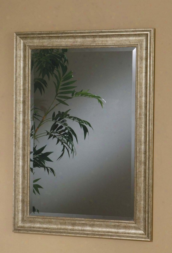 Wall Mirror With Textured Desiyn In Light Bronze Finish