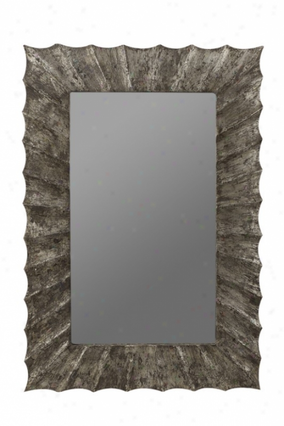 Wall Mirror With Wave Edge Construct In Silver Finish
