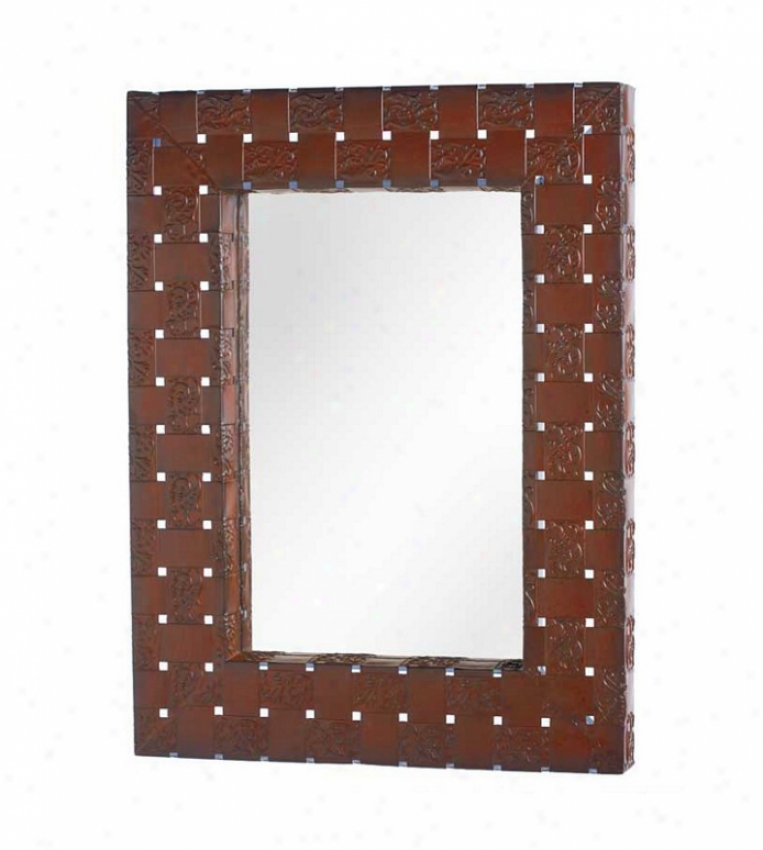 Wall Mirror Woven Design Frame In Rustic Sunset Finish