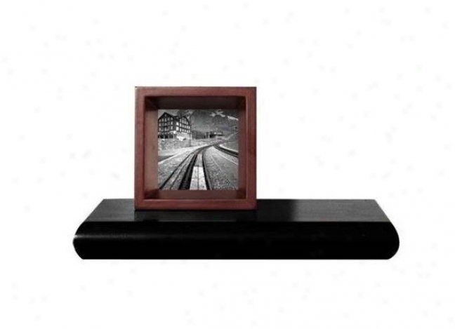 Wall Mounted Ledge Shelf With Beveled Edge In Black Finish