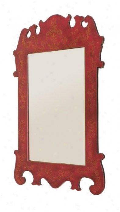 Wall-mounted Mirror With Versaille Scroll Design In Red Finish