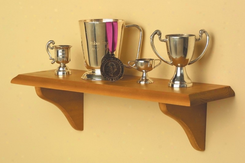 Wall Mounted Shelf With Brackets In Honey Oak Finish