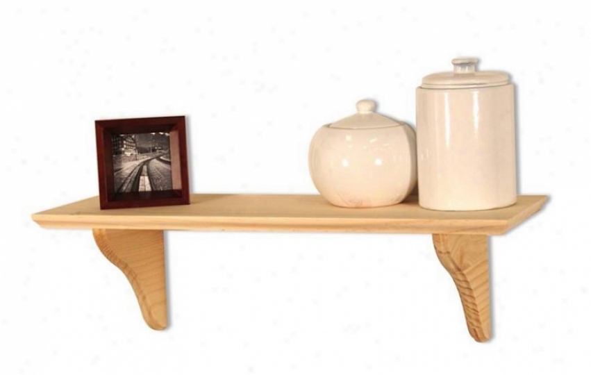 Wall Mounted Shelf With Brackets In Unfinished Design