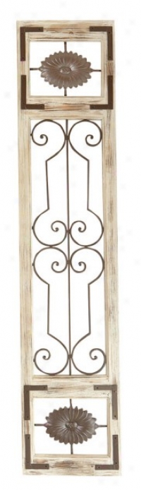 Wall Panel With Vintage French Door Design In Distressed Grey Finish