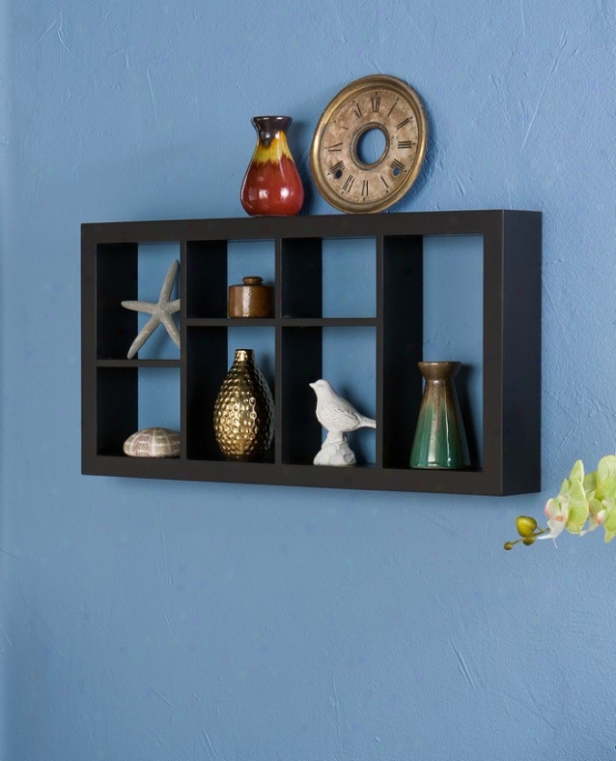 Wall Rectangular Display Shelf In Black Finish