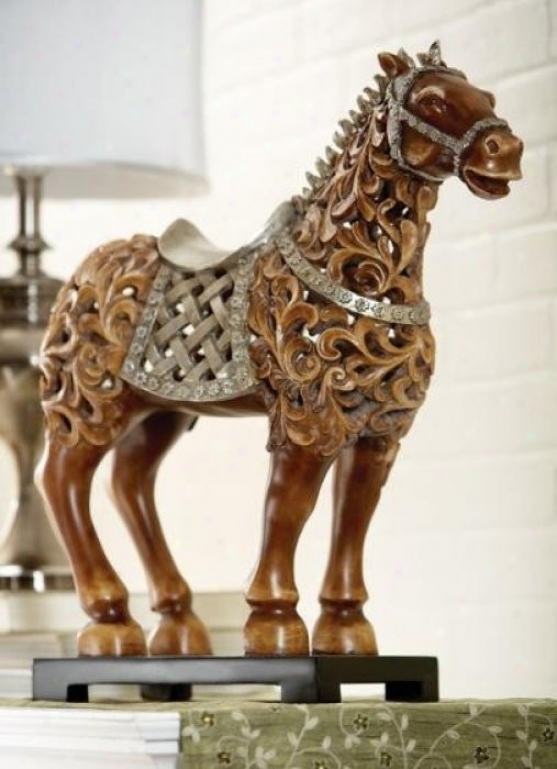 War Horse Figurine With Open Filigree Design