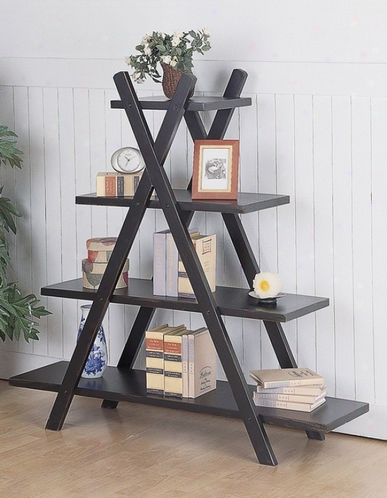 Weathered Blck Bookshelf/book Case Accent Piece Stand