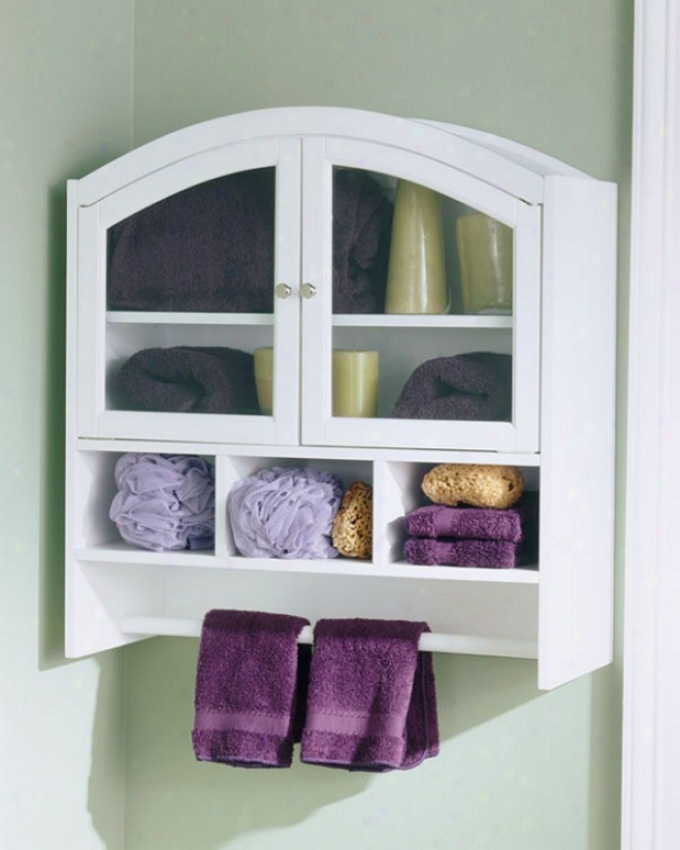 White Arch Top Bathroom Organizer Wall Cabinet