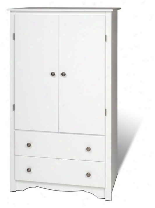 White Finish Bedroom Wardrobe Tv Entertainment Center Armoire