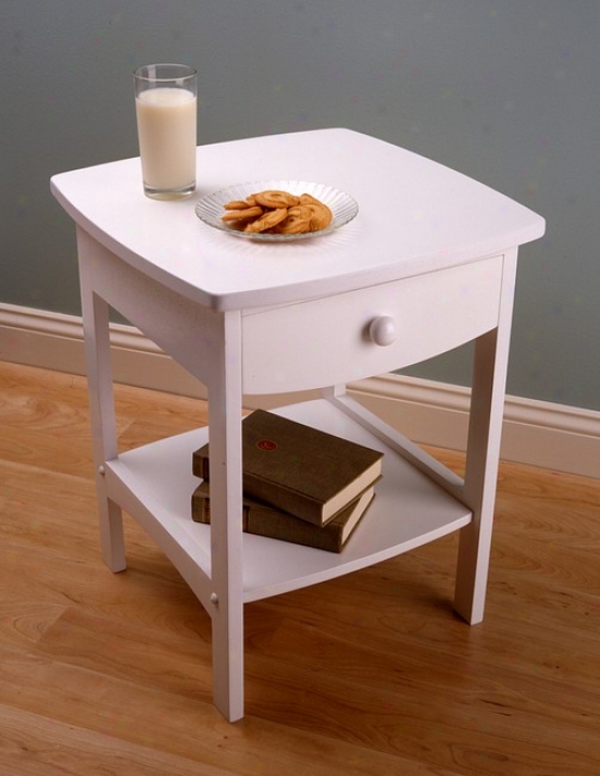 White Finish End Table/ Night Stand With Drawer