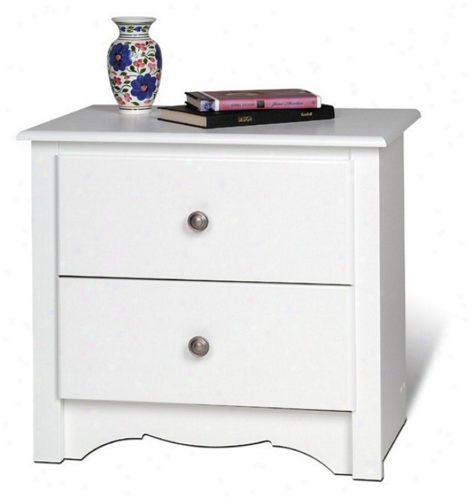 White Finish Monterey Collection 2 Drawer Night Stand