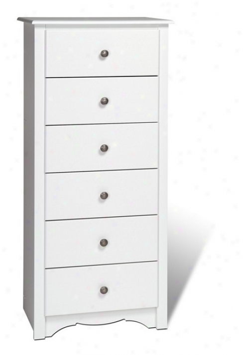 White Finish Monterey Collection 6 Drawer Lingerie Storage Chest