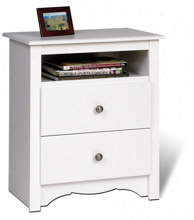 White Finish Monterey Collection Tall 2 Drawer Night Stand