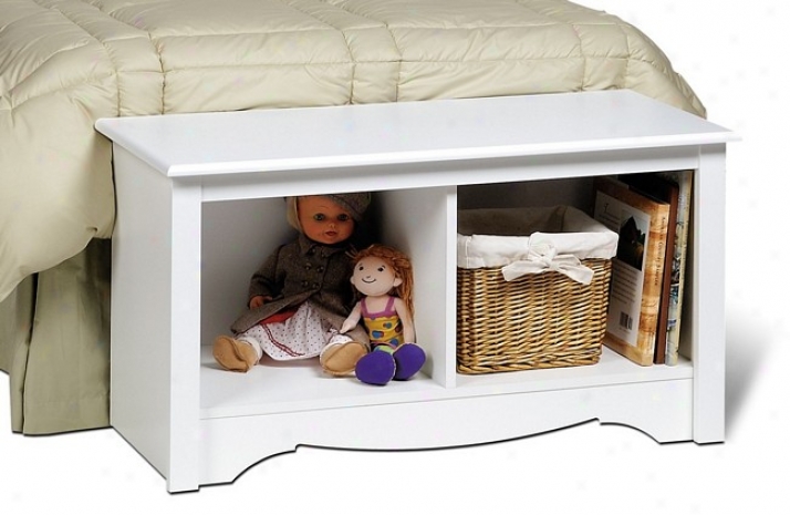 White Finish Monterey Assemblage Twin Cubbie Storage Bench