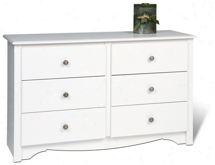 White Monterey Collection Condo Sized 6 Drawer Dresser