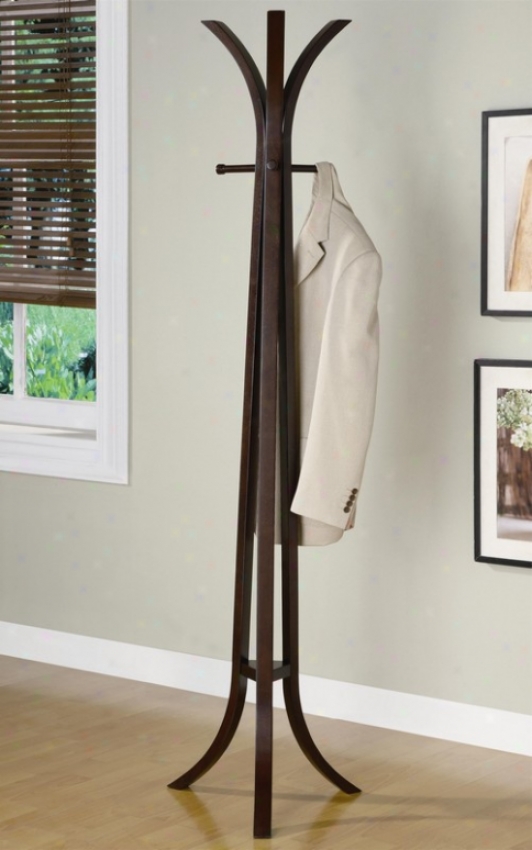 Wood Coat Rack Contemporary Style Cappuccino Finish