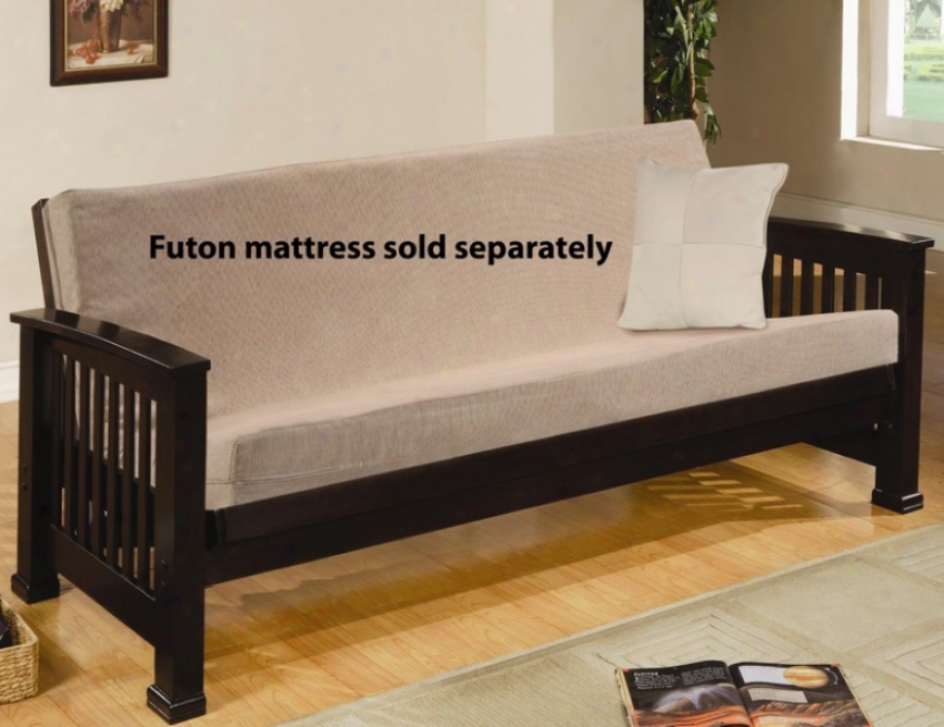 Wood Futon Frame Mission Style Cappuccino Finish