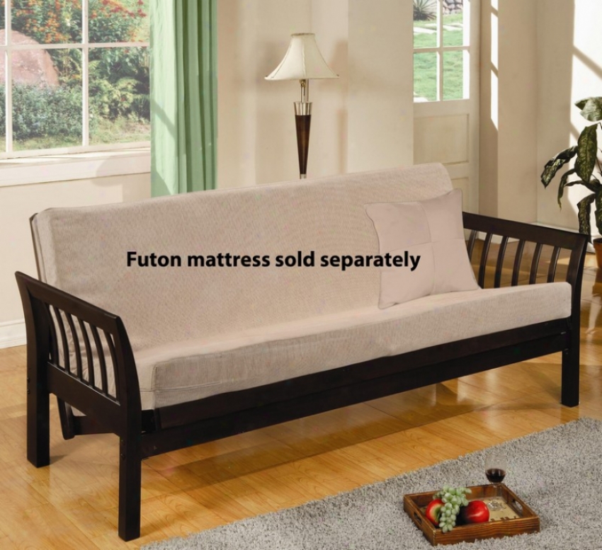 Woor Futon Frame With Flared Arms In Cappuccino Finish