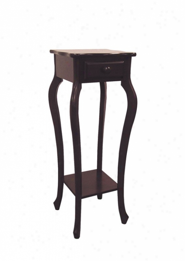 Wood Plant Stand With Curved Legs In Cherry Finish