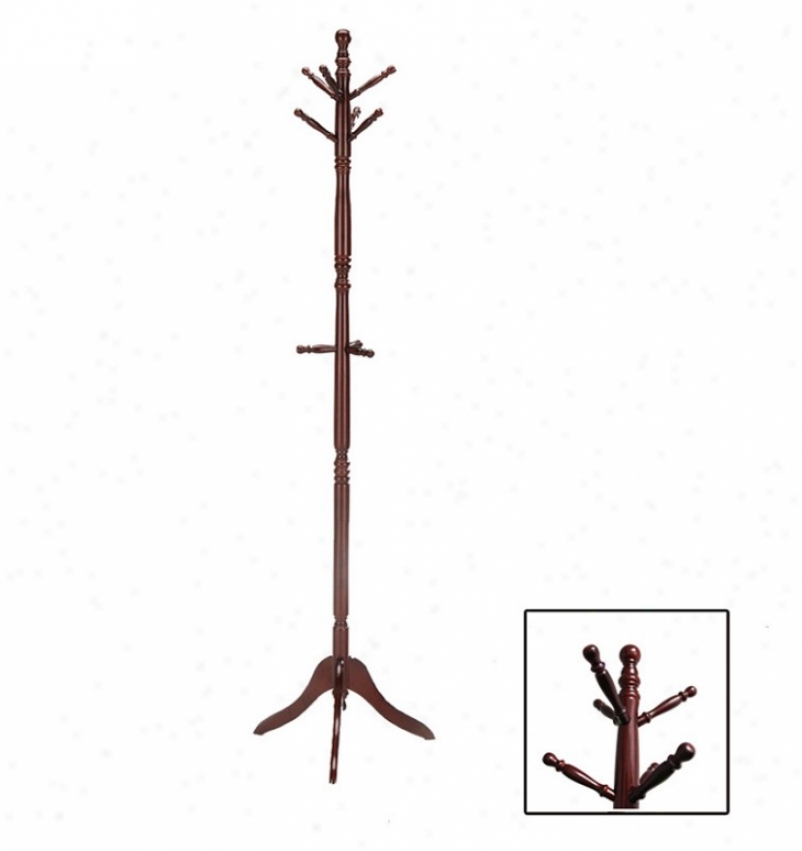 Wood Swivel Coat Rack In Cherry Finish