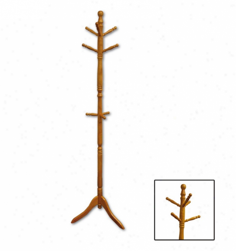 Wood Swivel Coat Rack In Natural Finish