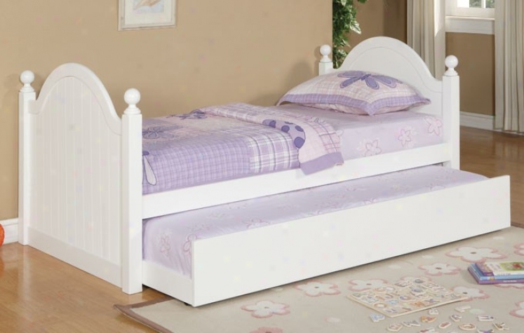 Woody Daybed With Trundle Arched Panels In White Finish