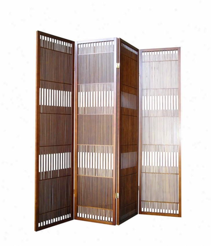 Wooden Room Divider Panel Screen With Asian Design