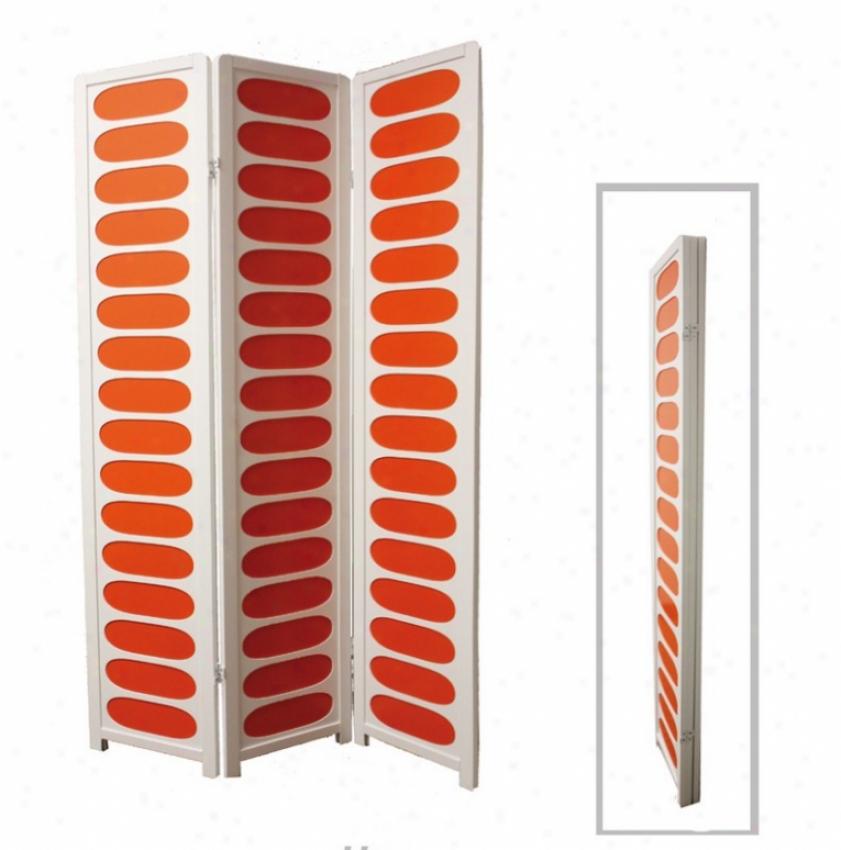 Wooden Screen Room Divider In White And Orange Finish