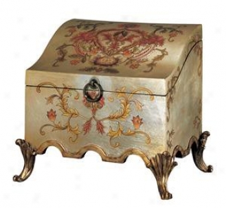 Wooden Storage Box With Golden Vine Pattern In Bronze