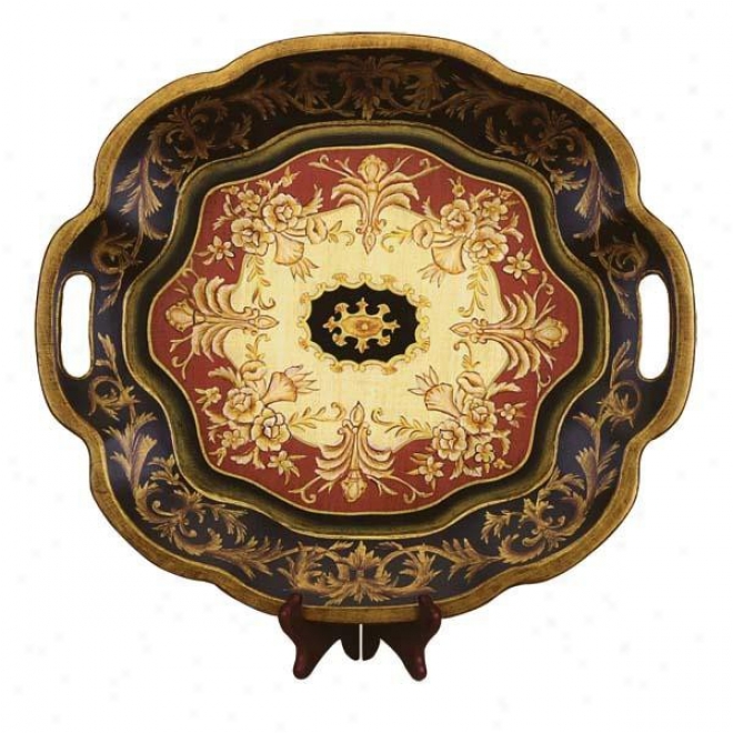 Wooden Tray In Flower Shaped - Excellent Fkoral Pattern