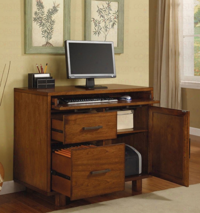 Workstation Computer Desk In Rich Medium Brown Finish