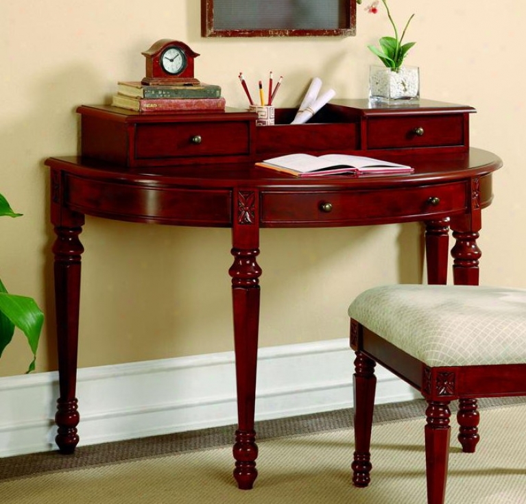 Writing Desk In Deep Brown Cherry Finish