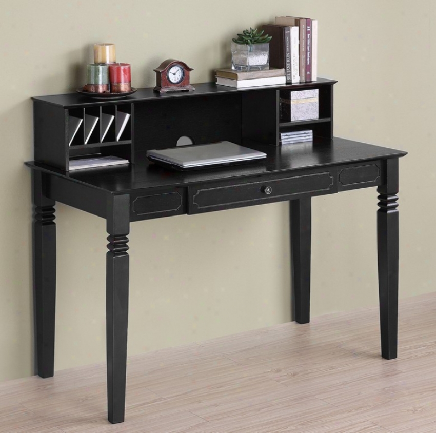 Writing Desk With Hutch In Black Finish