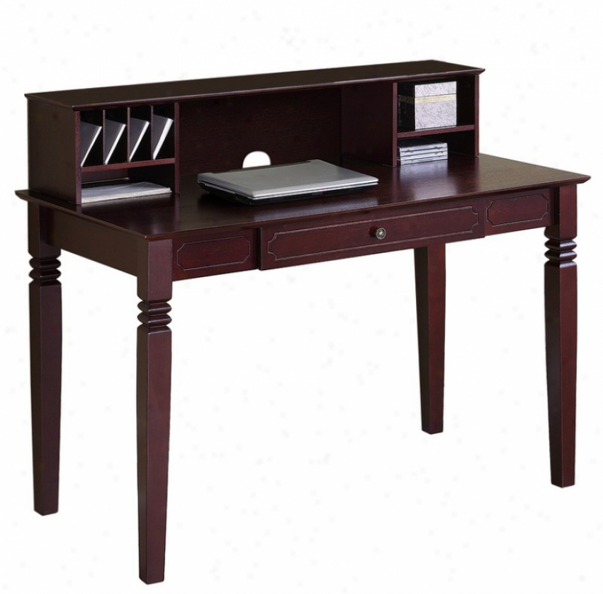 Writing Desk With Hutch In Walnut Brown Finish