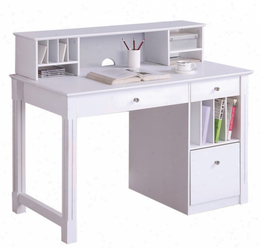 Writing Desk With Hutch In White Finish