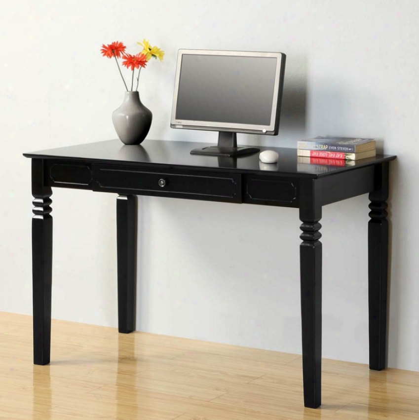 Writing Desk With Scrollwork Legs In Black Finish