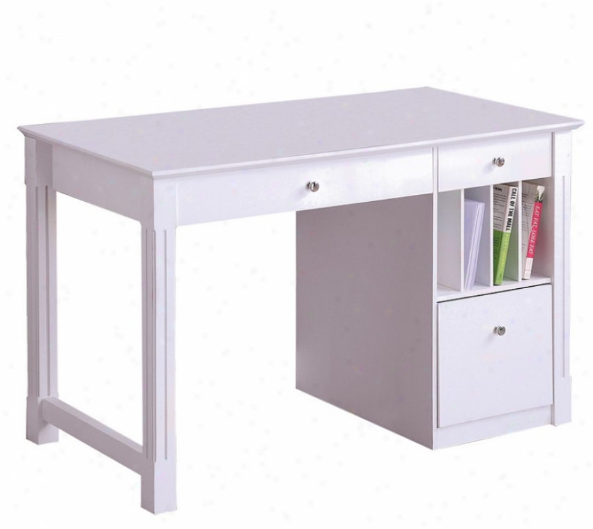 Writing Desk With Scrollwork Lrgs In White Finish