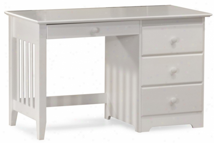 Writing Desk Wlth Storage Drawers Windsor Style White Finish