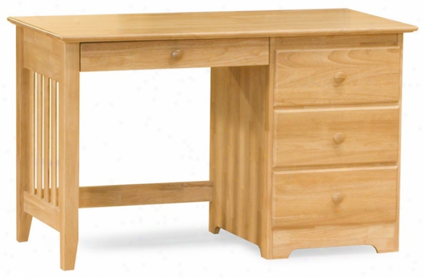 Writing Desk With Storage Drawers Windsor Style Natural Maple Finish