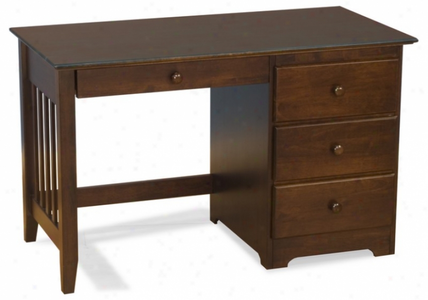 Writing Desk With Storage Drawers Windsor Style Antique Walnut Finish