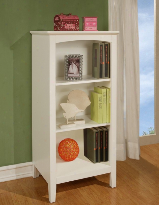 Youth Bookcase With Three-shelf In White Finish